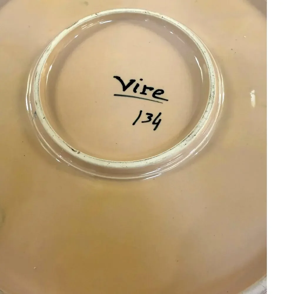 French Vire Faience Vintage Tray Teapot Cups Sugar Cream Covered Dish-9 PC Set - Picture 14 of 14